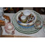 COLLECTION OF CERAMICS TO INCLUDE PUCE PRINTED MINIATURE TEAPOT AND COVER, MINIATURE CHINESE