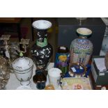 COLLECTION OF ASSORTED CERAMICS TO INCLUDE TUSCAN CHINA KANG-HE BLACK-BROWN YEN YEN VASE, PLANT