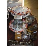 COLLECTION OF ITEMS TO INCLUDE ALLERTONS TRANSFER PRINTED TUREEN AND COVER WITH CORRESPONDING PLATE,