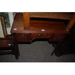 A 19TH CENTURY MAHOGANY LOWBOY TOGETHER WITH A 19TH CENTURY MAHOGANY FOUR DOOR CUPBOARD