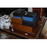 TWO OAK CASED CANTEENS OF ASSORTED CUTLERY AND FLATWARE, TOGETHER WITH EIGHT OTHER CASED SET OF