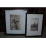 AFTER THORBURN - BLACK AND WHITE PRINT 'HOME LIFE' AND ANOTHER BLACK AND WHITE PRINT 'BIRD OF PREY