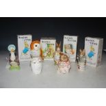 FOUR BESWICK BEATRIX POTTER FIGURE GROUPS, COMPRISING 'MRS TIGGY-WINKLE TAKES TEA', 'TAILOR OF