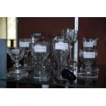 COLLECTION OF FIFTEEN ASSORTED 18TH CENTURY AND LATER DRINKING GLASSES, TO INCLUDE TWO WINE