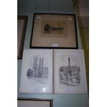 GEORGE BANE - KINGSKETTLE, ENGRAVING, SIGNED AND INSCRIBED, TOGETHER WITH TWO OTHER PRINTS TRAFALGAR