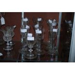 COLLECTION OF NINE 18TH CENTURY DRINKING GLASSES TOGETHER WITH A 19TH CENTURY FACET CUT DRINKING