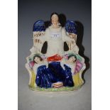 A 19TH CENTURY STAFFORDSHIRE POTTERY FIGURE GROUP OF ANGEL AND TWO SLEEPING CHILDREN