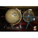 TWO DESK GLOBES INCLUDING A MODERN TERRESTRIAL GLOBE DESK COMPENDIUM, THE BASE INCLUDING A