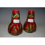 A PAIR OF MINTON SECESSIONIST RED GROUND POTTERY BOTTLE VASES