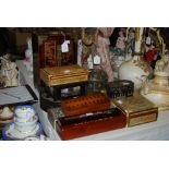 A COLLECTION OF ASIAN BOXES AND CABINETS, INCLUDING CHINESE MOTHER OF PEARL INLAID BLACK LACQUER