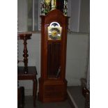 CHINESE LONGCASE CLOCK WITH BRASS DIAL, SILVERED CHAPTER RING WITH ROMAN NUMERALS, THE ARCH WITH