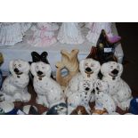 THREE PAIRS OF STAFFORDSHIRE WALLY DOGS TOGETHER WITH THREE GURGLE JUGS