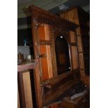 A VICTORIAN OAK MIRROR BACK HALL STAND