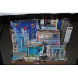BOX OF ASSORTED AIRFIX REVEL AND OTHER MODFEL KITS, AVIATION THEMED