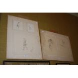 TWO MOUNTS ENCLOSING FIVE PENCIL FIGURATIVE STUDIES