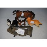 A ROYAL DOULTON MODEL OF A PIG, TOGETHER WITH BESWICK RETRIEVER, BESWICK COLLIE DOG AND TWO