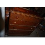 AN EARLY 20TH CENTURY VARNISHED PINE CHEST OF THREE SHORT OVER THREE LONG DRAWERS
