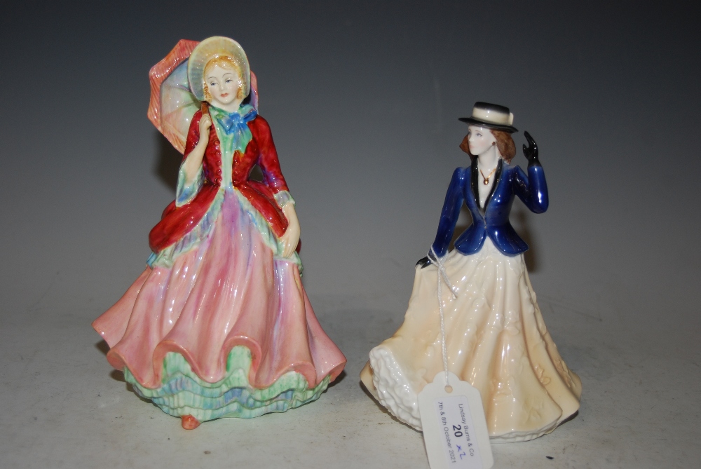 A ROYAL WORCESTER FIGURE 'ANNABELLE' TOGETHER WITH A PARAGON FIGURE 'LADY PATRICIA'