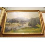 W.S. MYLES, HIGHLAND PERTHSHIRE, SUMMER LANDSCAPE WITH MEANDERING RIVER, OIL ON CANVAS, SIGNED AND
