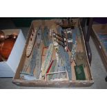 BOX OF ASSORTED MODEL BATTLESHIPS, GALLEONS, TANKS ETC.