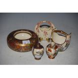 GROUP OF JAPANESE SATSUMA POTTERY TO INCLUDE MILLEFIORI BOWL, CIRCULAR VASE, TRADITIONAL PALE FORM