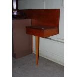 MID 20TH CENTURY TEAK DOUBLE HEADBOARD WITH INTEGRAL BEDSIDE TABLES