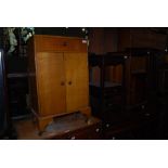 A LATE 19TH CENTURY MAHOGANY POT CUPBOARD, TOGETHER WITH A REPRODUCTION MAHOGANY BEDSIDE LOCKER,