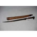 HUNTING KNIFE IN CHIP CARVED SCABBARD