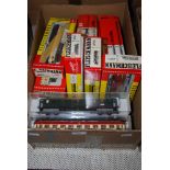 BOX - ASSORTED FLEISCHMANN HO GAUGE TRAINS, PASSENGER CARS ETC