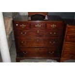 A LATE 18TH / EARLY 19TH CENTURY CHEST OF THREE SHORT OVER THREE LONG DRAWERS WITH SWAN NECK BRASS