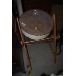 TWO AUTHENTIC CARIBBEAN STEEL PAN DRUMS AND ONE X-FRAME STAND