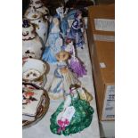 SIX COALPORT AND ROYAL DOULTON LADY FIGURES