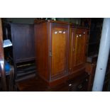 TWO EDWARDIAN WALNUT POT CUPBOARDS, BOTH WITH SINGLE DOOR AND INTERIOR SHELF
