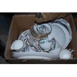 BOX OF ASSORTED INDIAN THREE PATTERN TABLEWARE