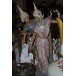 A LARGE LLADRO STONEWARE FIGURE OF A BALINESE DANCERS