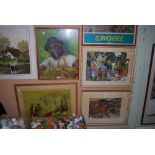 THREE MID 20TH CENTURY CARIBBEAN, ANTIGUA THEMED PICTURES, ONE BY PAMELA WRIGHT,STREET SCENE,