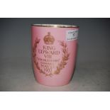 A ROYAL DOULTON PINK GROUND EDWARD VIII 1937 COMMEMORATIVE CORONATION BEAKER