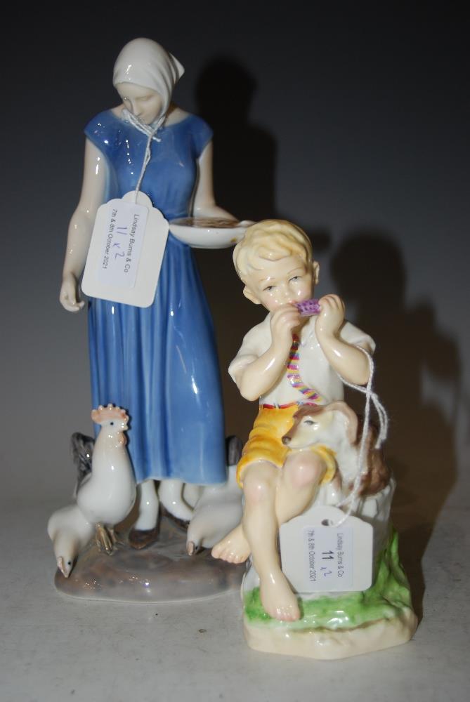 A ROYAL WORCESTER FIGURE 'JUNE 3456' TOGETHER WITH A BING & GRONDAHL PORCELAIN FIGURE OF GIRL