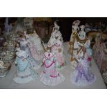 A COLLECTION OF TWELVE PORCELAIN LADY FIGURES, INCLUDING ROYAL WORCESTER AND COALPORT EXAMPLES