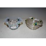 TWO PIECES OF ARTS AND CRAFTS GLASSWARE TO INCLUDE VASELINE GLASS SWEETMEAT DISH WITH FRILLED RIM,