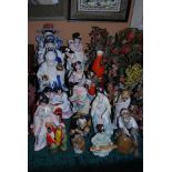 A LARGE COLLECTION OF MODERN CHINESE CERAMIC FIGURES, INCLUDING FIGURES OF LADIES, DEITIES AND