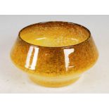 A Monart bowl, shape X, mottled yellow and clear glass, 19cm diameter x 12.5cm high.