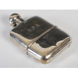 A George V silver hip flask, Sheffield, 1919, makers mark of D&S, engraved with initials 'D.P.A',