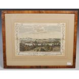 A group of four framed decorative pictures, including a watercolour of a whitewashed cottage by