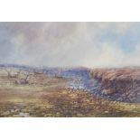 AR Ian R Oates (Scottish 1950 - 2010) Stags resting on the peat, Glen Lochay watercolour on paper,
