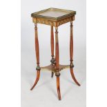 French 20th century gilt metal mounted oak gueridon/ occasional table, with onyx top with pierced