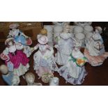 Group of six Coalport porcelain lady figures, including several from 'The Cries of London'