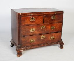 A late 18th century mahogany chest of drawers, with flat rectangular top with chamfered front