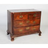 A late 18th century mahogany chest of drawers, with flat rectangular top with chamfered front