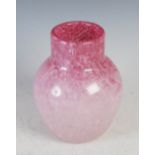 A Monart vase, shape N, mottled purple, pink and opaque white, bearing original paper label 'N.